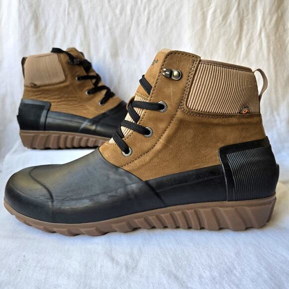 BOGS Men\'s Classic Casual Suede/Rubber Ankle Rain Boots Cognac/Black Size 13